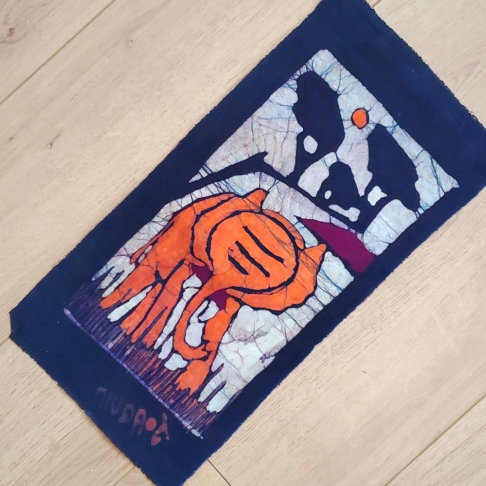 South African Folk Art Elephant Painting on Fabric | Handmade 2009